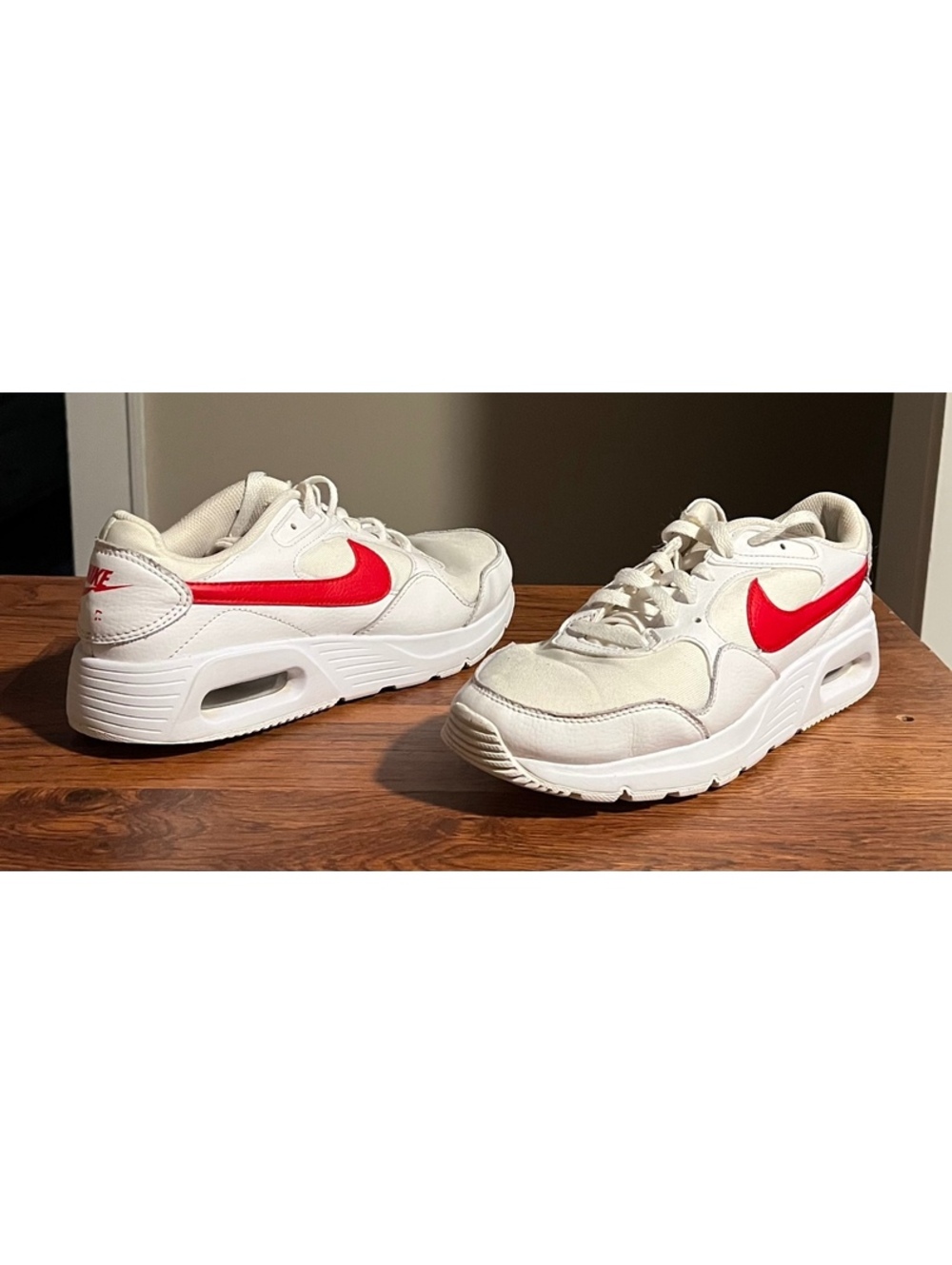 Nike Air Max SC White and Red Sneakers Size 7.5 US